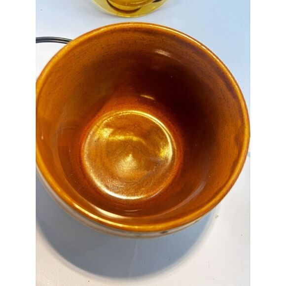 Vintage MCM Japanese Stoneware Small Yellow Crock with Brown Lid Sugar Bowl Butt - Picture 9 of 15